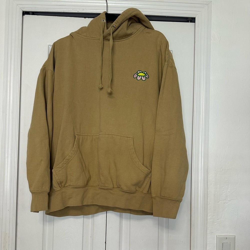 Stylish Tan Hoodie with Floral Detail